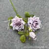 Rosa artificial Corolla de 3 cabeças para decoração de corredor de casamento, decoração de casa e mesa, atacado de rosas