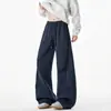 Pantalones deportivos de peso pesado de pierna ancha con dobladillo curvo y buena caída, pantalones de chándal rectos holgados para adolescentes, estilo americano casual para hombre talla grande
