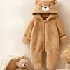 26 Mameluco de Peluche para Bebé con Cubre Manos y Pies, Estilo Otoño e Invierno, Ropa Cálida para Bebé Recién Nacido, Súper Lindo