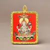 Pingente Thangka de Xizang Zakilam Quadrado Liga de Aço Titânio Dourado Vários Padrões de Minério Podem Escolher Direto da Fábrica