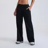 Calça de moletom feminina de cintura baixa, corte reto e solto, para uso transfronteiriço, calça esportiva casual versátil, calça fitness modeladora, calça de yoga relaxada
