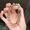 Pulseira Cristal de Açúcar Sete Super Ouro Negro Natural para Riqueza e Fortuna, Atraindo Riqueza e Prosperidade, Pulseira de Contas de Cristal de Cabelo