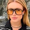Gafas de sol vintage 2025 con montura grande y doble haz en forma de T, nuevas gafas de sol estilo aviador de red roja con interior de red roja para mujer