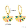 Pendientes Populares Azules Turquesa Transfronterizos, Pendientes de Botón Vintage de Diseño de Nicho, Pendientes de Acero Inoxidable Chapados en Oro de 18 Quilates
