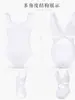 Traje de práctica de ballet blanco puro, sin mangas, cuello en U, espalda descubierta, diseño retorcido, maillot de baile para adulto, body para examen de arte, uniforme de profesor