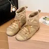 Feng 2026 Zapatos de Moda para Mujer Gamuza Suela Plana Estilo Francés Versátiles Otoño/Invierno Bailarina Puntera Redonda Nueva Botines Botas para Mujer