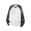 Camiseta de manga larga raglán para hombre, estilo europeo y americano, con bloques de color, estampado de camuflaje y leopardo, corte holgado, cuello redondo, camiseta básica para hombre