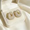 Pendientes Ovalados Huecos de Diamante Completo Ziyu Heavy Industry para Mujer, Pendientes Brillantes de Circonita a la Moda, Pendientes de Botón Elegantes Versátiles de Gama Alta