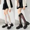 Calcetines largos de encaje de verano Lolita para mujer con lazos, calcetines Lolita hasta la pantorrilla, calcetines altos