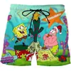 Shorts Bob Esponja estampa digital 3D shorts de verão calça de praia unissex casual e-commerce transfronteiriço 202626