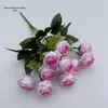 10 Roseiras Peroladas Pequenos Buquês de Rosas Ornamentos de Chão para Casa Flores Artificiais Decoração Suave Interna de Hotel Ornamentos de Flores Artificiais