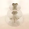 Estante de papel para pasteles de tres niveles, directo de fábrica, personalizado, con estampado dorado, para fiesta de cumpleaños, boda, desechable, expositor de postres