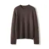 Suéter de Punto Pullover de Alto Peso de Seda y Cachemira para Mujer, 76% Cachemira + 24% Seda de Morera, Cuello Redondo, Estilo Liso, Hilo Floral