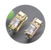 Accesorios para Pendientes Europeos y Americanos Chapado en Cobre Oro de 18 Quilates y Plata Circonita Micro-pavimentada Forma de U Geométrica Rectangular Hebilla de Oreja Gancho de Oreja