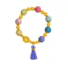 Pulsera de Lujo Estilo Dopamina con Artesanía Tradicional China, Presentando Esmalte Chapado en Oro, Laca y Flores de Peonía de Perlas de Colores