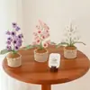 Producto Terminado Transfronterizo Amazon Hecho a Mano Tejido a Crochet 14 Cabezas Algodón de Leche Muguete Planta en Maceta Decoración del Hogar Regalo Adornos de Escritorio