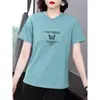 Camiseta de Verano de Manga Corta para Mujer, Moderna y Elegante, Rejuvenecedora, Corte Holgado, Adelgazante, Tallas Grandes, Top Versátil, Ligero