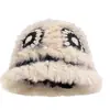 Chapéu de Pescador Peludo de Tricô com Pelo de Coelho para Mulheres, Outono e Inverno, Chapéu de Pelúcia Afina-Rosto