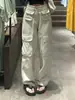 Jeans Rectos con Estilo High Street Americano para Mujer en Otoño e Invierno Diseño de Nicho Cintura Alta Efecto Adelgazante Pierna Ancha Holgada Pantalones Cargo