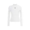 Nueva Camiseta Base de Punto Gris de Manga Larga Acanalada de Cuello Medio Ajustada para Mujer 2025