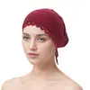 Amazon Shein Exclusivo Transfronterizo Gorro de Algodón Modal con Encaje Moda Versátil Cubrecabezas Gorro de Punto de Nicho