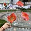 Fabricantes de flores artificiais úmidas para casa comércio exterior 4 sensação de hidratação papoula decoração de casamento flores artificiais atacado