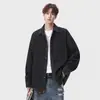 Camisa de Mezclilla Casual de Color Sólido Estilo Americano Otoño Retro Talla Grande Versátil Holgada Chaqueta de Trabajo Camisa de Manga Larga Primavera