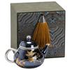 Taza de té de forma de pera con punta de ceja feliz de fábrica para té Tetera Kung Fu Tetera individual Plata 999 Lujo Ligero Juego de té de alta gama Caja de regalo