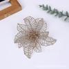 Flores Artificiais Ocas Douradas com Glitter de Natal de Camada Dupla, Decorações de Natal Personalizadas, Flores de Plástico, Árvore de Natal do Fabricante