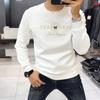 Moda marca de moda strass para hombre estilo europeo y americano manga larga cuello redondo camisa cómoda todo a juego personalidad forro polar engrosado hombre otoño e invierno