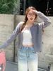 Suéter cardigan de tricô feminino primavera e outono novo estilo cinza fino início do outono gola redonda peça externa suéter top