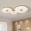Lámpara de Techo para Dormitorio Estilo Simple de Mediados de Siglo Retro Redonda Flor Nogal Lámpara para Dormitorio Principal Estilo Wabi-Sabi Lámpara de Habitación 2025