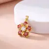 Colar Pulseira Pingente Cruz Colorida Flor DIY Acessórios de Joia Estilo Fresco Luxo Leve Acessórios de Cobre Banhado a Ouro para Mulheres