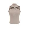 Deseo Puro Sexy Ajustado Decorado con Pedrería Cruz Halter Cuello Chaleco de Punto Verano Chica Caliente sin Mangas Top para Fondo