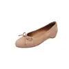 Zapatos de Piel de Oveja de Tres Colores con Lazo, Tacón Oculto, Estilo Nuevo, Punta Redonda Suave, Cuña Invisible, Modernos