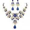 Brincos de colar de noiva de liga de duas peças strass gema colar colar colar de noiva brincos cadeia atacado