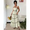 AliExpress comercio exterior transfronterizo europeo y americano moda femenina sexy encaje ondulado sin mangas vestido casual de moda