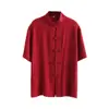 Traje Tang para Hombre de Manga Corta Fino de Algodón y Lino Estilo Chino Verano Antiguo Estilo Han Estilo Chino Para Mediana Edad y Mayores de Lino Manga Corta Ropa para Esposo