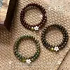 Pulsera de Sándalo Verde Mu Shang Hua para Mujer, Fresca y Elegante, Nueva Pulsera de Sándalo Estilo Chino, Pulsera de Juego Cultural de Madera Estilo Chino Retro