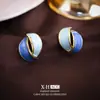 Novos Brincos de Cabaça Turquesa Texturizados da Moda, Estilo de Nicho, Brincos Exquisitos de Trevo de Quatro Folhas, Brincos de Luxo Leve e de Alta Qualidade