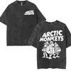 Lista de Álbumes de Aliexpress Transfronteriza Camiseta de Algodón Lavado Estampado Graffiti Inspirada en Arctic Monkeys para Hombres y Mujeres