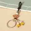 Chaveiro de Carro Pingente Flor de Ameixeira Madeira de Pêssego Cordão Semi-Acabado Tecido à Mão Fivela Viva Acessórios Argola Aberta Pregos de Chifre