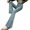 Pantalones acampanados para mujer, ajustados, con flecos, largos, 2024, nuevo otoño, cintura alta, talla grande, mezclilla clara, microcampana
