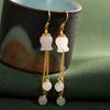 Pendientes de borla de jade hetiano con incrustaciones de plata s925 bañados en oro, pendientes de orquídea sencillos de moda para mujer