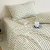 Sábana de cama de gasa de doble capa de algodón puro con lunares de colores, funda de edredón de una pieza 100% algodón, juego de sábanas ajustables engrosadas de tres piezas, apto para todas las estaciones