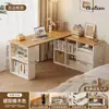 Mesa de canto em madeira maciça para uso doméstico, escrivaninha de estudo e escrita com estante, mesa integrada, penteadeira de quarto, mesa de computador em L ao lado da cama