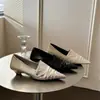 Sapatos de Moda Prata Bico Fino Salto Baixo Design Nicho Estilo Europeu e Americano Couro Macio Plissado Primavera 2026