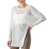 Ningbo Anjiu Top Deportivo Ligero de Otoño para Mujer con Abertura Lateral Única y Manga Larga, Holgado para Correr y Fitness