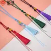 Asa de anillo de tracción de 7 cm borla de cuerda oreja texto jugar cuerda al por mayor tejida a mano DIY cordón corto con cuentas de ágata