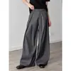 Pantalones Anchos de Plisado Tridimensional de Nuevo Estilo Otoñal Silueta Línea A Pantalones Casuales para Hombre con Sentido del Diseño Ajuste Holgado Pantalones Largos Fluidos hasta el Suelo
